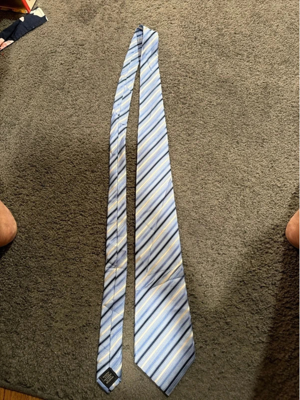 Croft & Barrow 100% Silk Blue Striped Men's Necktie Stain Resistant